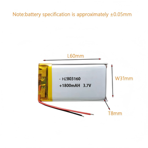 Batterie Li-Polymère Personnalisée HZ 803160 1800mAh 3.7V pour Montre Intelligente, Prix Usine, Certifiée UL1642 TUV - Vente Chaude - Product Image 2
