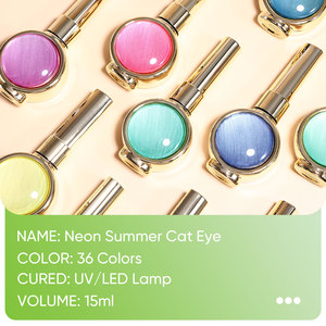 Venta al por mayor HY 15ml Esmalte de Uñas en <span class=keywords><strong>Gel</strong></span> Ojo de Gato Neón de Verano Colección 36 Colores Sin HEMA UV LED Magnético Removible - Product Image 6