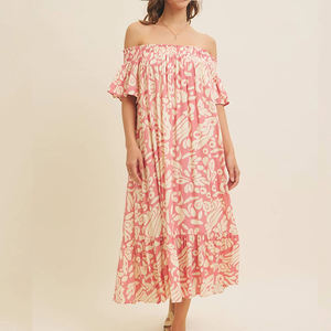 デザイナーカスタムプリントの伸縮性のあるバンドゥハワイアンドレス、高品質ファッション、洗濯済みレーヨンカジュアルドレス - Product Image 2