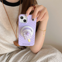 Nouvelle coque de téléphone magnétique 2026 motif vague de crème glacée pour iPhone 16 Pro Max 15 14 13, couleur unie, pour femme