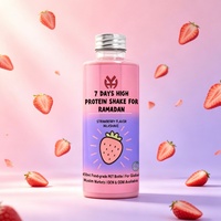 Batido de Leche con Alto Contenido de Proteínas Sabor Fresa 7 Días, Botella de Vidrio de 450 ml, Reemplazo de Comida para Ayuno, Bebida Energética Halal, Compatible con OEM ODM