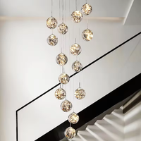 Lustre en verre moderne Boule de verre Lampe suspendue Grande lampe suspendue Villa Escaliers Restaurant Salon Suspension