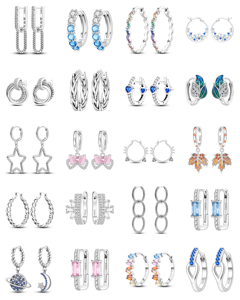 Pendientes de Zirconia en Forma de Corazón de la Serie <span class=keywords><strong>Rosa</strong></span> Dulce, con Flores de Cerezo y Margaritas, Ligeros, de Lujo, Plateados en Plata 925 para Mujer - Product Image 1