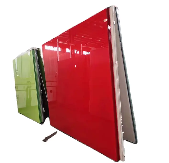 Vidrio de pintura de gabinete Vidrio de pantalla de seda de 4-5mm Vidrio de pintura trasera verde azul Pescado Ombligo Vidrio de acero al carbono monocromático blanco