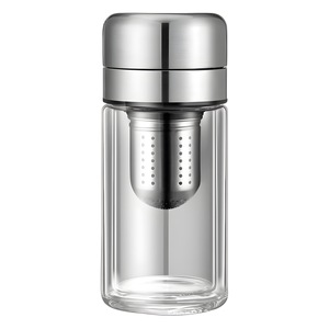 Tea Infuser Cup Double-walled Glass Heat-resistant Filter With Cover For Gift - Product Image 1
