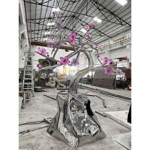 Escultura Personalizada de Acero Inoxidable ANW903 Estilo Art Deco, Artesanía Metálica 304 para Proyectos de Ingeniería de Paisajismo en Vestíbulos de Hoteles - Product Image 2