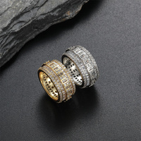 Nouvelle bague pour homme en laiton plaqué or, style hip-hop européen et américain, entièrement sertie de zirconiums cubiques