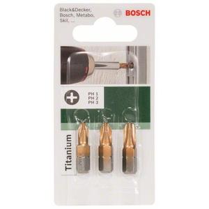 BOSCH - 2609255965 Jeu d'embouts de tournevis phillips titane (3 pièces) -EAN 3165140390347 INSERTS POUR VISSER LES EMBOUTS DE VISSAGE - Product Image 2