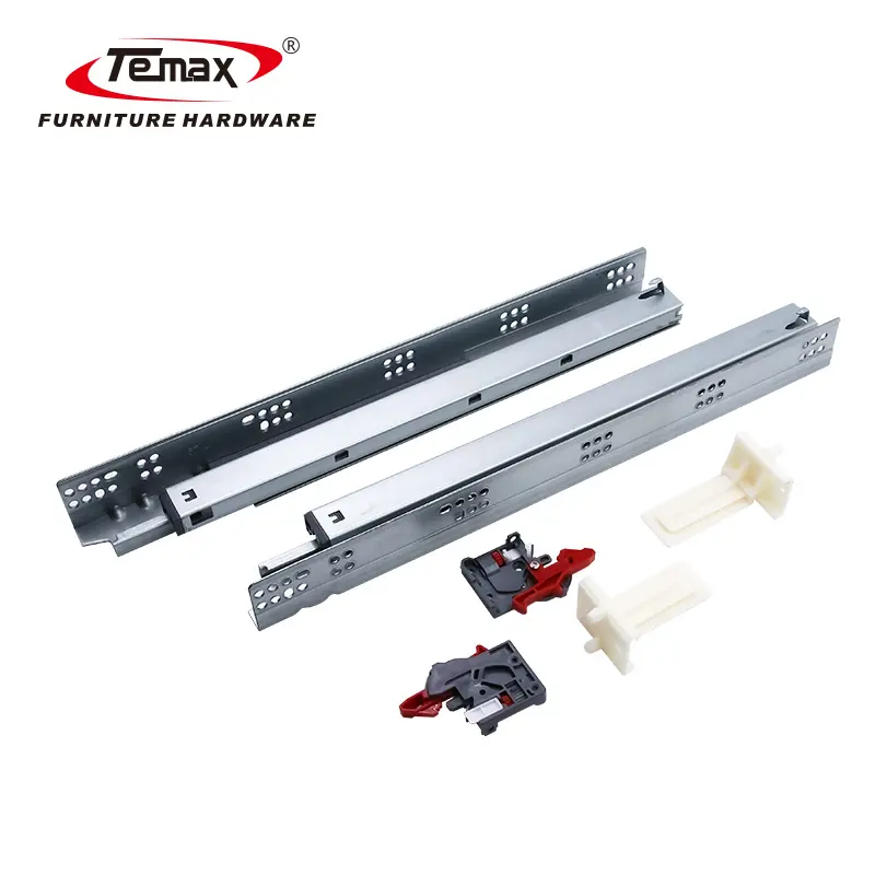 TEMAX Quincaillerie pour meubles Glissière de tiroir Rail de montage 3 plis à fermeture douce BF3328K