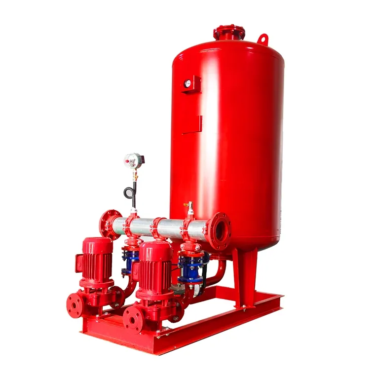 Pressure tank set with fire pump