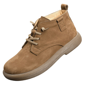 Men's Genuine Cow Leather Slip-On Winter Boots Plush Lining Round Toe Walking <b>Shoes</b> <b>Soft</b> Comfortable Daily Wear - Product Image 4