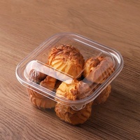 Boîtes d'emballage en plastique transparentes jetables Boîte de rangement carrée pour pain, bouffée, gâteau, dessert, biscuits, pâtisserie avec couvercle transparent