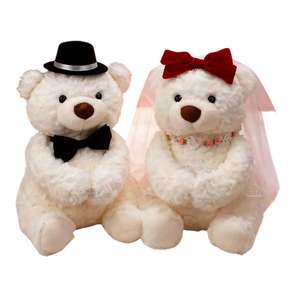 EZBABY ODM Pair Figural Short Plush <strong>Teddy</strong> <strong>Bears</strong> Bed Dolls 31-50cm Fiber Cotton Valentine's Day Wedding Groom's Gift Newlyweds - Product Image 2