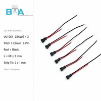 Kabel Timah 2Pin Pitch 1.25mm dengan Isolasi PVC 65mm 28AWG untuk Catu Daya Internal Elektronik Konsumen