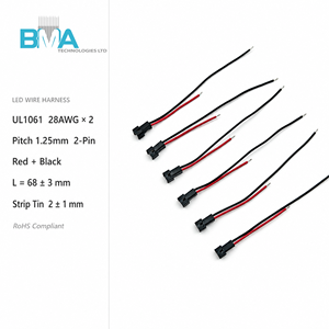 1.25mm 间距 <span class=keywords><strong>2</strong></span> 针接线盒至带锡线端子线，65mm PVC 绝缘 28AWG，用于消费电子设备内部电源 - Product Image 3