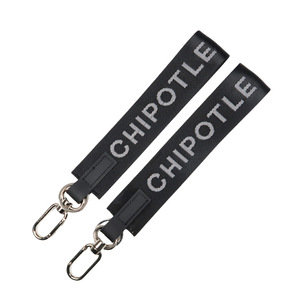 Nhà máy tùy chỉnh Jacquard Logo dây đeo cổ tay Keychain Nylon thêu Ribbon treo tag móc tiếp xúc với phong cách Keychain - Product Image 1
