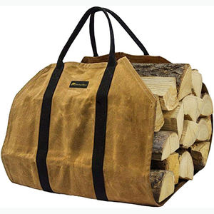 Échantillon gratuit de sacs de transport pour bois de chauffage pour usage extérieur : sacs pliables en toile imperméable de qualité industrielle, porte-bûches en tissu PC - Product Image 1