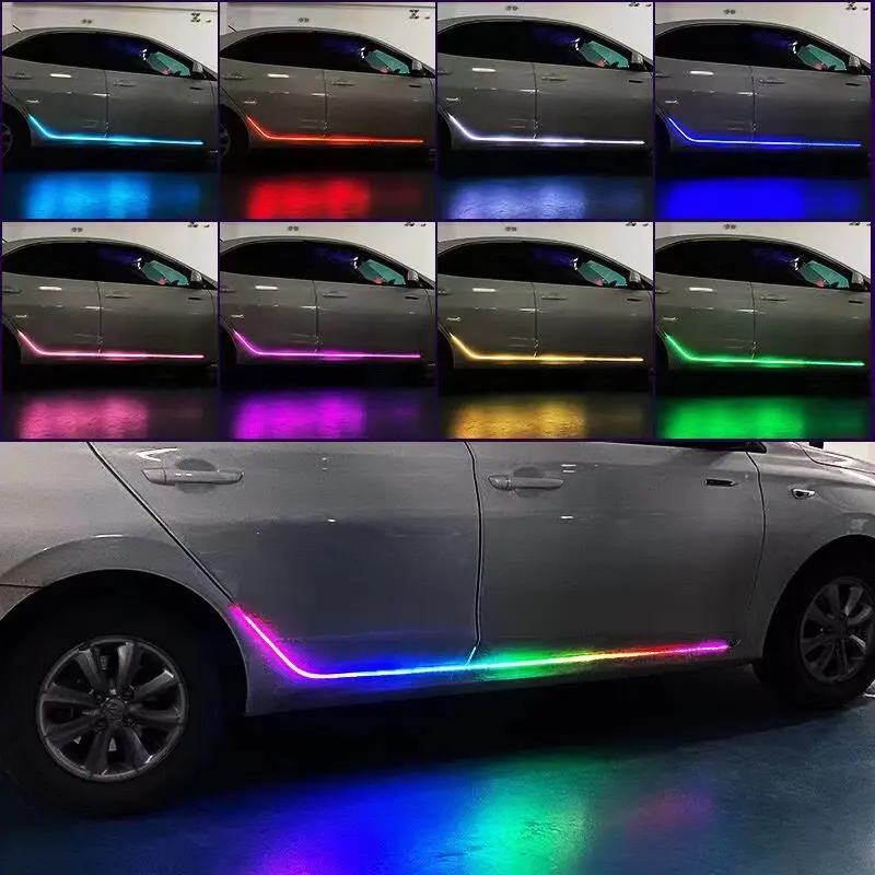 การออกแบบใหม่ Led RGB ไฟรถที่มีสีสัน150เซนติเมตรประตูยินดีต้อนรับแสงที่มีการควบคุมระยะไกลสำหรับรถ