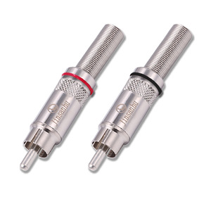 Conector RCA Phono Jinsanhu de 3.18mm, 1 Pin, Tipo Colgante, En Línea, para Audio y Video, Aislamiento Rojo y Negro - Product Image 1