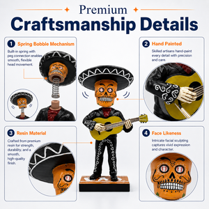 Figura de recuerdo de resina personalizada, realista, del Día de Muertos, estilo Mariachi, con sombrero y guitarra pintados a mano - Product Image 4
