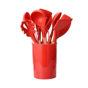 12pcs in 1 Set Wooden Handle Kitchenware Non Stick <b>Accessories</b> Silicone Cooking <b>Kitchen</b> Utensil Set Tools With Holder - Product Image 4