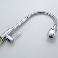 Robinet de cuisine en acier inoxydable, eau froide, extractible, pivotant à 360°, design flexible, mitigeur d'évier chromé Elite