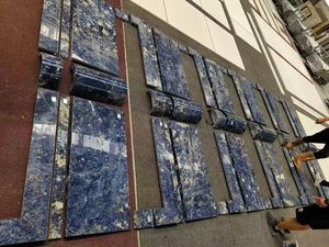 Revêtement mural et de sol <span class=keywords><strong>en</strong></span> dalles de marbre bleu foncé, pierre naturelle de Sodalite bleue de Namibie, cloisonné Jingtailan, de luxe - Product Image 4