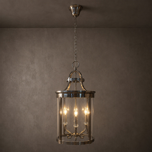 Lanterne suspendue traditionnelle à 3 bougies, avec enveloppe en verre et cadre en métal, pour décoration intérieure de hall d'entrée de chalet - Product Image 2