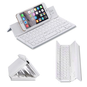 Clavier sans fil Bluetooth pour ordinateur portable et tablette, mini clavier portable en alliage d'aluminium pliable en trois parties, fabriqué par [Nom du fabricant] - Product Image 1