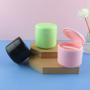 Conteneur cosmétique cylindrique en PP de 100g 150g avec couvercle à rabat et cuillère pour l'emballage de dentifrice en poudre - Product Image 1