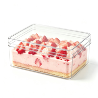 Boîte de pâtisserie rectangulaire en PS de qualité alimentaire, à parois épaisses, transparente, moulée par injection, pour gâteaux à étages et desserts