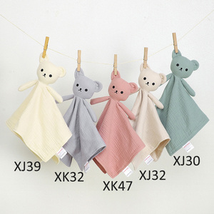 100% algodón orgánico muselina bebé oso edredón manta juguete estereoscópico Lovey con bordado para recién nacidos y niños pequeños - Product Image 3