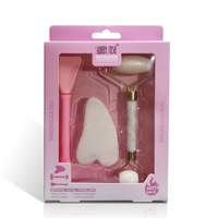 Kit de massage facial en résine blanche, rouleau double tête et spatule en forme de cœur, outil de soin anti-gonflement et liftant pour le visage et le spa beauté
