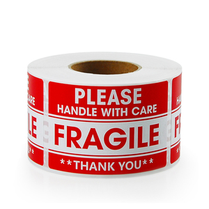Red Fragile <b>Labels</b> Self-Adhesive Rectangular Paper Stickers This Side Die-Cut <b>Waterproof</b> Shipping <b>Labels</b> - Product Image 2