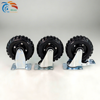 Roues pivotantes industrielles en caoutchouc de 5 pouces avec frein, capacité de 150 kg, pour chariots et chariots à outils en fer