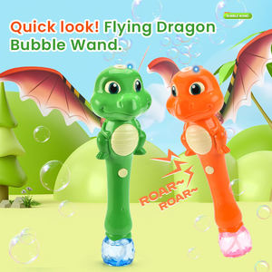 Machine à bulles d'été pour l'extérieur, baguette à bulles en forme de dragon volant orange et vert avec lumière et musique pour les fêtes à la plage et au parc - Product Image 2