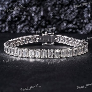 Pulsera de tenis de moissanita de plata de ley 925, la más vendida, para mujer, ideal para fiestas y eventos especiales, disponible a buen precio. - Product Image 2