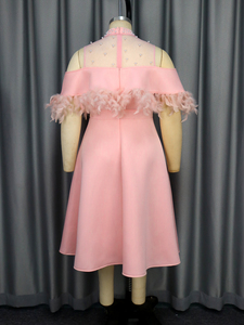 Dulce pluma rebordear una línea hombro frío <span class=keywords><strong>vestidos</strong></span> <span class=keywords><strong>de</strong></span> cóctel <span class=keywords><strong>de</strong></span> <span class=keywords><strong>boda</strong></span> africanos formales - Product Image 6