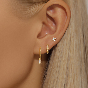 Nouveaux designs S925, ensemble de bijoux tendance, plaqué or 18 carats, boucles d'oreilles à clous en zircon, boucles d'oreilles créoles - Product Image 6