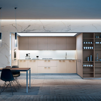 Meubles de cuisine de style moderne sur mesure, îlot de cuisine en contreplaqué, armoires de cuisine pour appartement