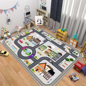 <span class=keywords><strong>Tappeto</strong></span> da <span class=keywords><strong>Gioco</strong></span> Moderno per <span class=keywords><strong>Bambini</strong></span> con Motivo Stradale, Morbido Tappetino Educativo con Motivi Urbani per Camera da Letto e Sala Giochi - Product Image 2