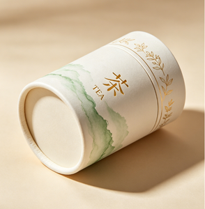 OEM Tea Paper Tube Canister with Lid Clear <b>Window</b> Eco-Friendly Gold <b>Foil</b> Printing - Product Image 3