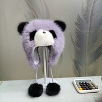 Lindo Gorro de Invierno con Orejeras de Panda, Gorro Ushanka Cálido, Orejeras Suaves de Piel Sintética, Gorro de Aviador Unisex para Viajes al Aire Libre y Ciclismo