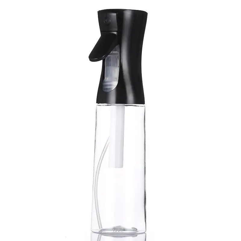 Botella de spray transparente con bomba negra, rociador de niebla fina de agua de peluquero reutilizable de 16oz, 200 M300 M500 M