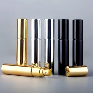 Botol semprot parfum 10ml electroplated emas hitam perak klasik semprotan kaca untuk kosmetik