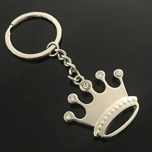 Phổ Biến Bán Thiết Kế Riêng Bạn Móc Chìa Khóa Hình Keyring Đáng Yêu Giả Kim Cương Sáng Bóng Nickel Vương Miện Tùy Chỉnh Keychain Nhà Sản Xuất