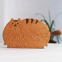 Planche à découper en bois massif Design chaton moderne Assiette décorative pour fruits, thé, snack, pain japonais