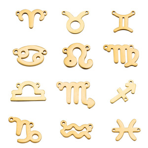 12 Dijes de Acero Inoxidable con Signos del Zodiaco |   Colgantes de Constelaciones Chapados en Oro de 18K para la Creación de Joyería DIY, Collares y Pulseras - Product Image 5