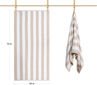 Large Extra-Large Quick Dry Eco-Friendly Beach & Pool Towel Cotton 70*140cm Striped Soft for Adults