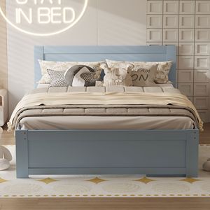 Lit plateforme Db pleine taille avec tiroir et étagères, design moderne en bois gris - Product Image 4